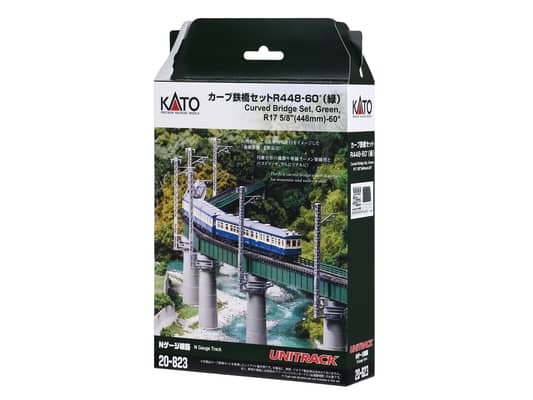 Kato 20-823 N Brücken-Set Blechträgerbrücke gebogen R448mm Grün (21-teiliges Set)