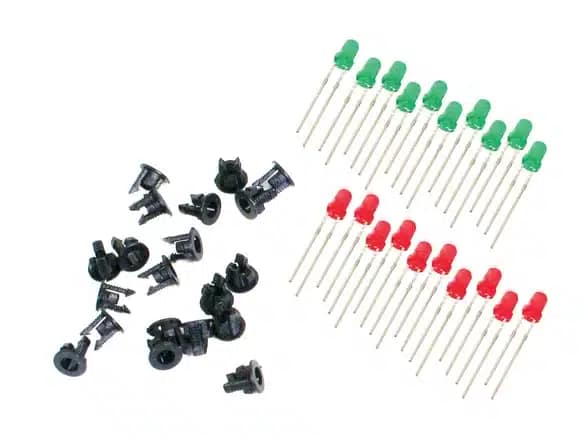 PECO PL-30 LED'S 10 GREEN 10 RED & 20 PANEL CLIPS 12V