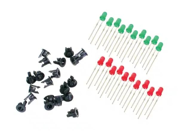 PECO PL-30 LED'S 10 GREEN 10 RED & 20 PANEL CLIPS 12V