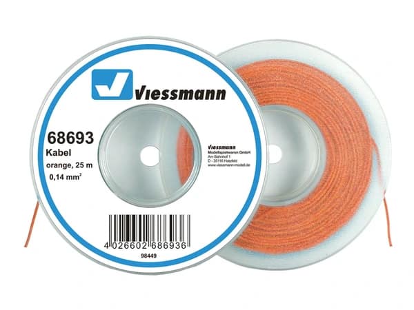 Viessmann 68693 Kabel 25 m, 0,14 mm², oranje