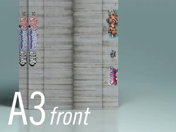 Modeltex Betonnen Keerwand 02 : Weathered met grafitti - A3 H0 1:87