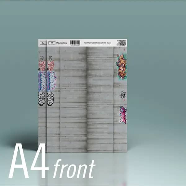 Modeltex Betonnen Keerwand 02 : Weathered met grafitti - A4 N 1:160 2 Modeltex Betonnen Keerwand 02 : Weathered met grafitti - A4 N 1:160 - Afbeelding 2