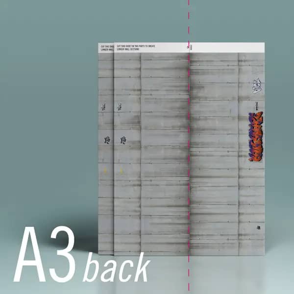 Modeltex Betonnen Keerwand 02 : Weathered met grafitti - A3 H0 1:87 - Afbeelding 2